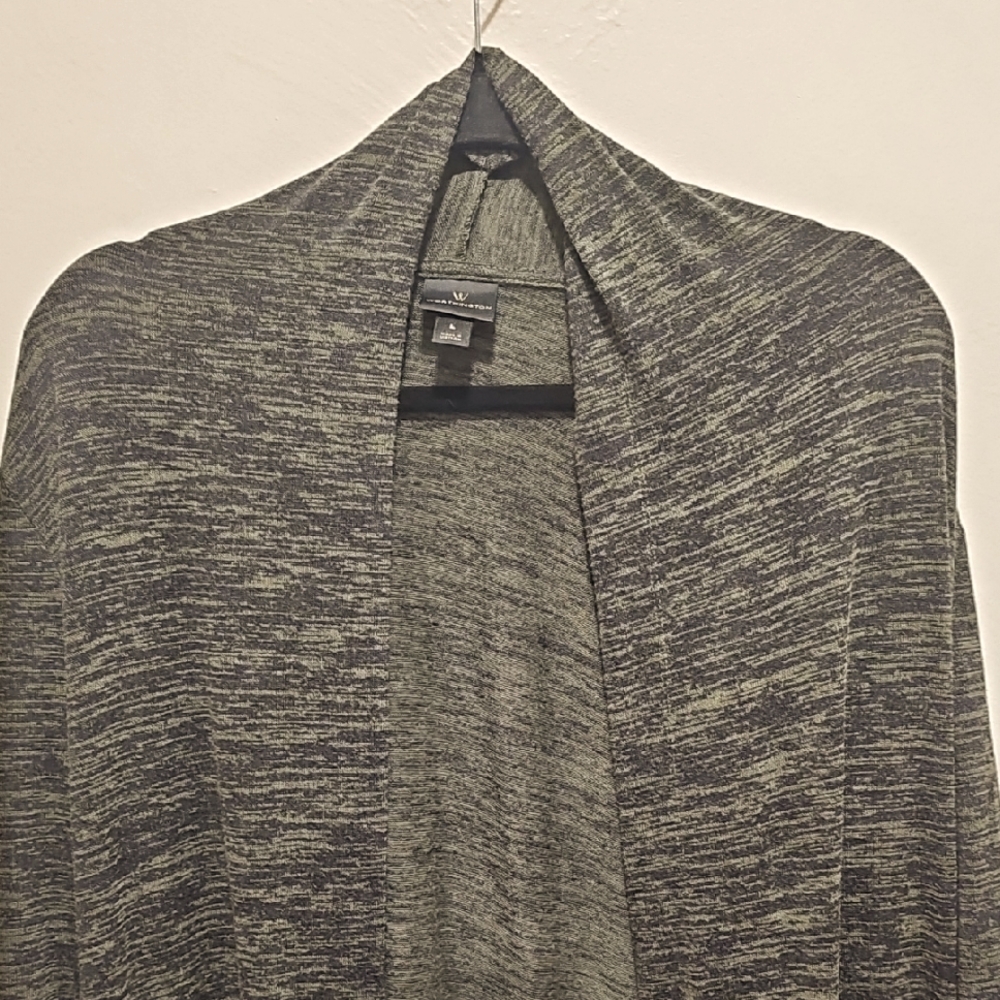 Worthington  Army Green Long Open Cardigan with front pockets